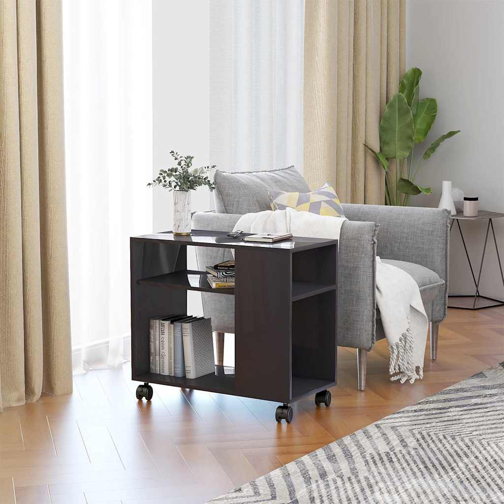 Tavolino da Salotto Grigio Lucido 70x35x55 cm Legno Multistrato