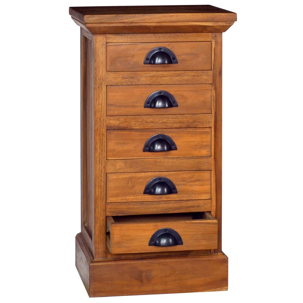 Mobiletto con 5 Cassetti 35x30x60 cm in Legno Massello di Teak