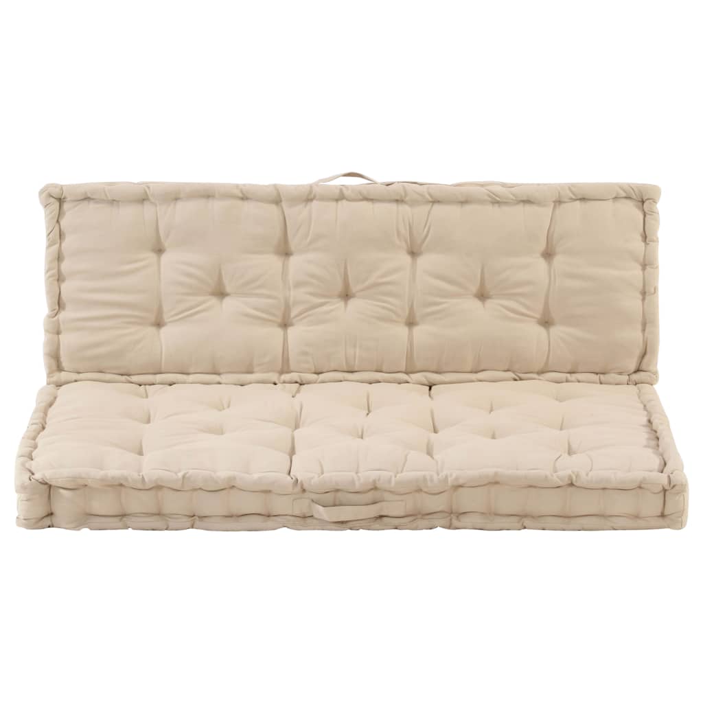 Cuscini per Pallet e Pavimento 2 pz in Cotone Beige