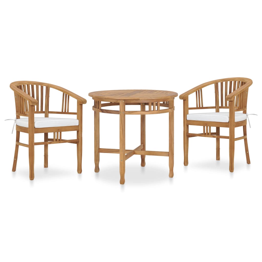 Set da Pranzo da Giardino 3 pz con Cuscini in Legno di Teak
