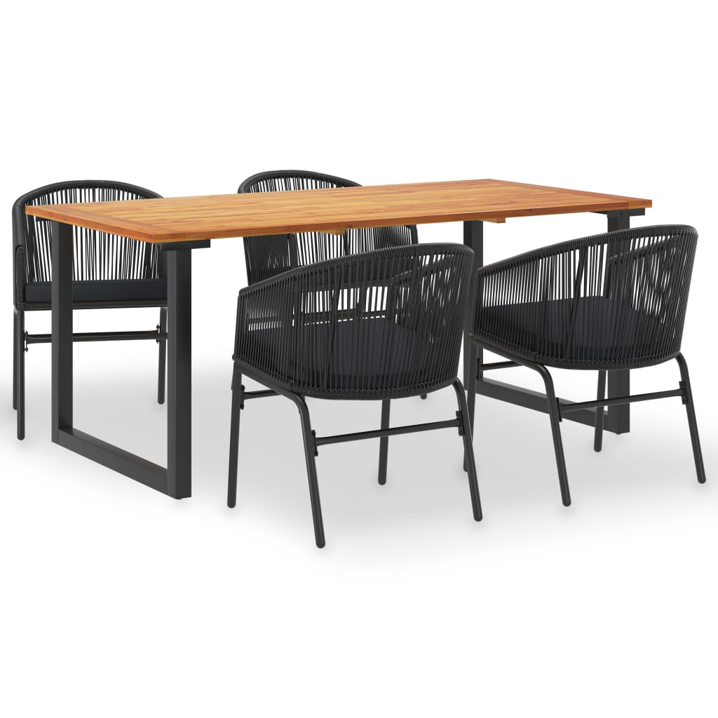 Set da Pranzo da Giardino 5 pz in Legno Acacia e Rattan PVC