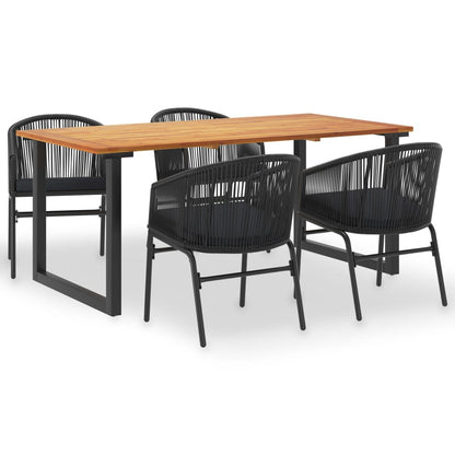 Set da Pranzo da Giardino 5 pz in Legno Acacia e Rattan PVC