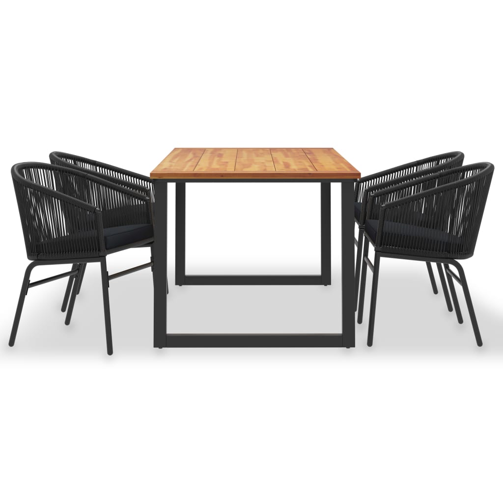 Set da Pranzo da Giardino 5 pz in Legno Acacia e Rattan PVC