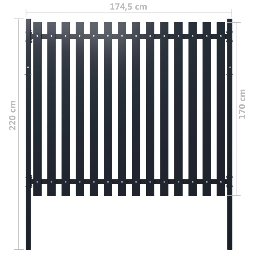 Pannello di Recinzione Antracite 174,5x170cm Acciaio Verniciato