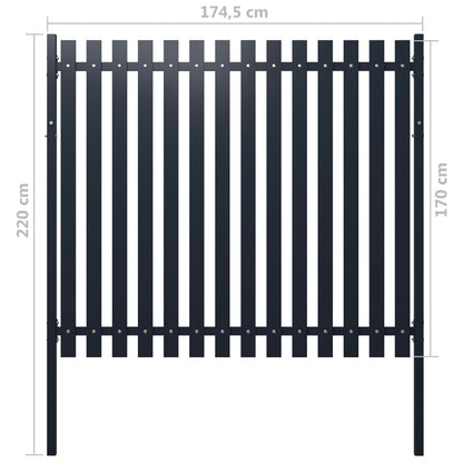 Pannello di Recinzione Antracite 174,5x170cm Acciaio Verniciato