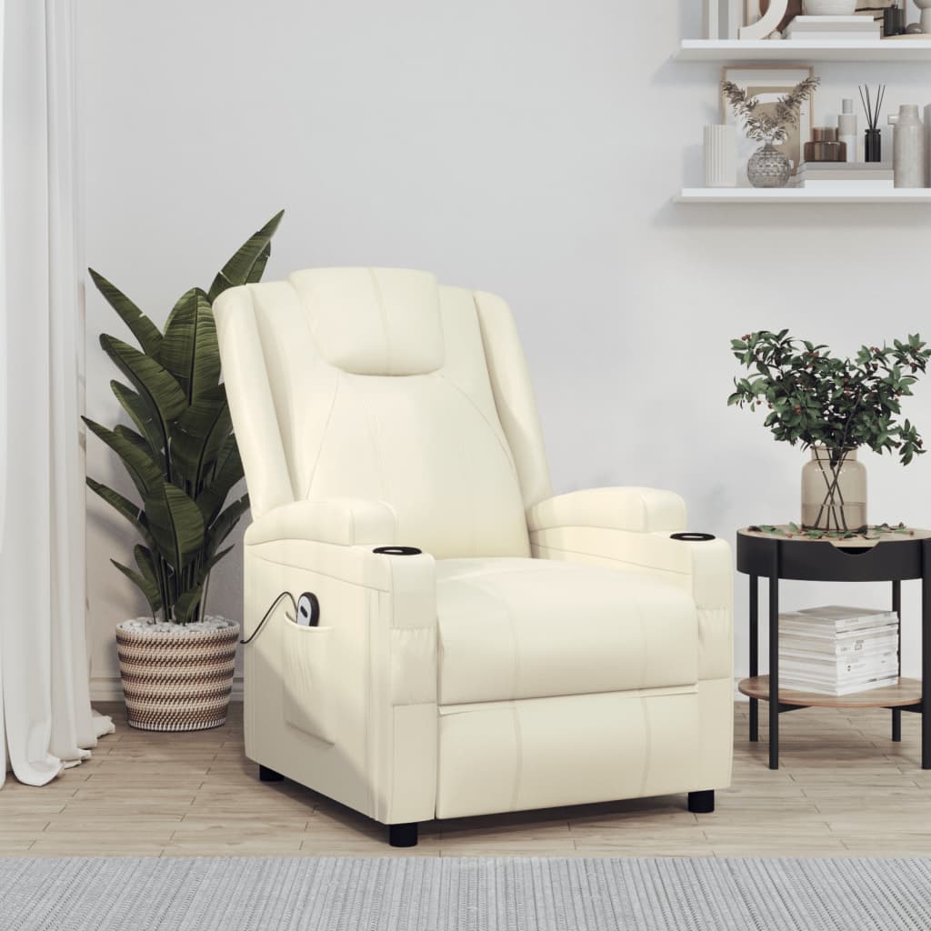 Poltrona Alzapersona Bianco Crema in Similpelle