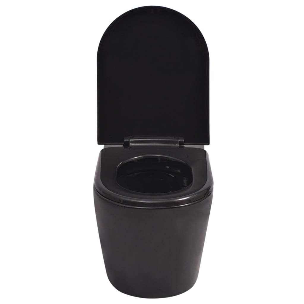 WC a Muro con Sciacquone Nascosto in Ceramica Nera