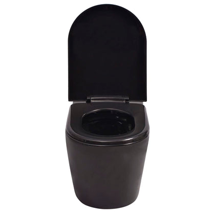 WC a Muro con Sciacquone Nascosto in Ceramica Nera