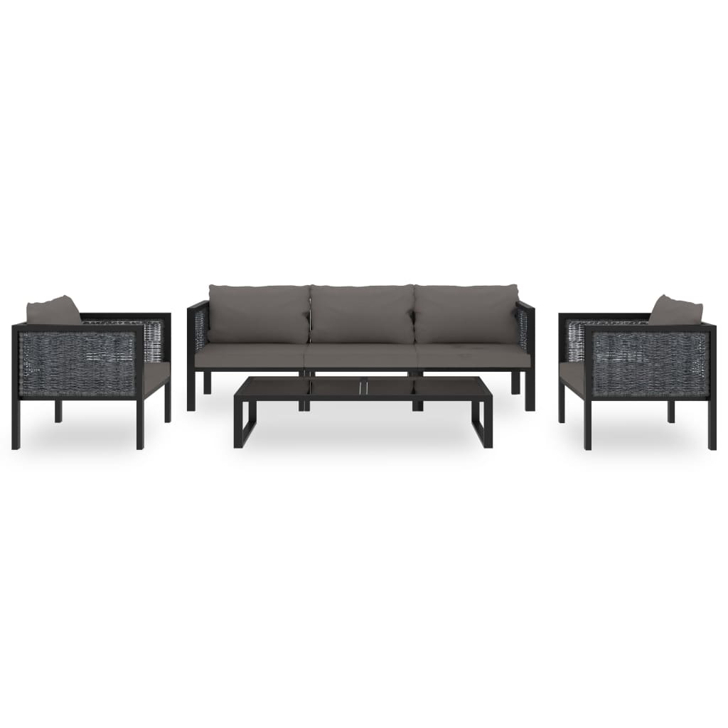 Set Divani da Giardino 6 pz con Cuscini in Polyrattan Antracite