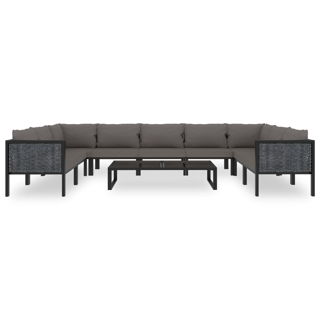 Set Divani da Giardino 10 pz con Cuscini in Polyrattan Antracite