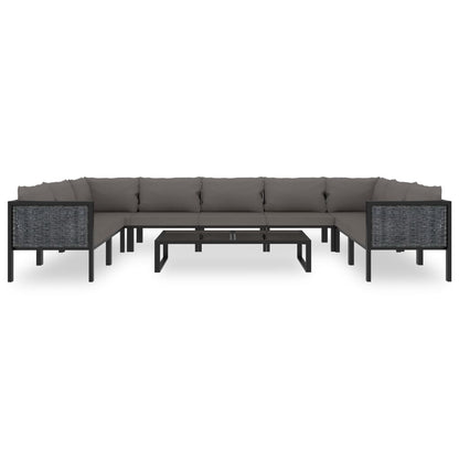 Set Divani da Giardino 10 pz con Cuscini in Polyrattan Antracite