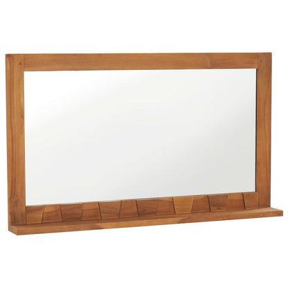 Specchio da Parete con Mensola 100x12x60 cm in Massello di Teak