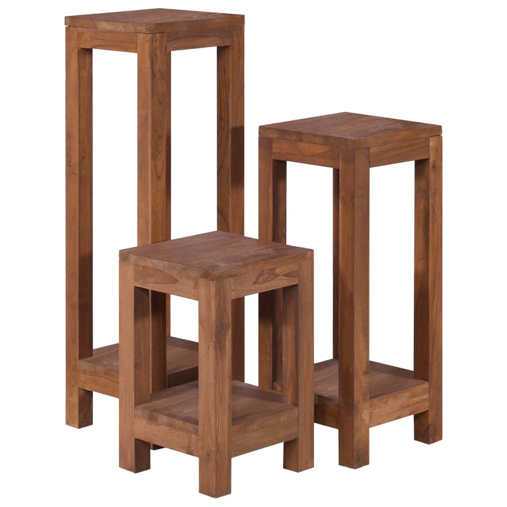 Piedistalli per Piante 3 pz in Legno Massello di Teak