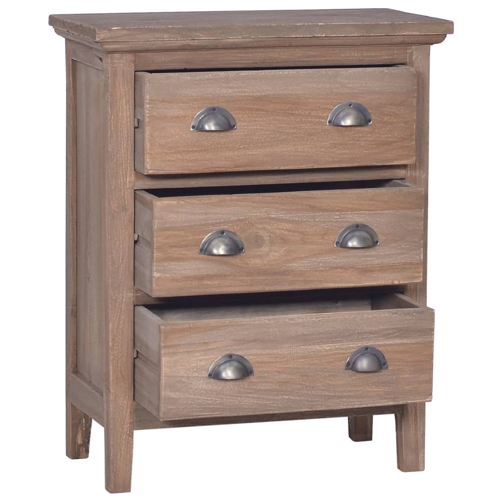 Credenza con 3 Cassetti 60x30x75 cm in Legno Massello di Teak
