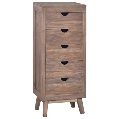 Credenza con 5 Cassetti 40x30x100 cm in Legno Massello di Teak