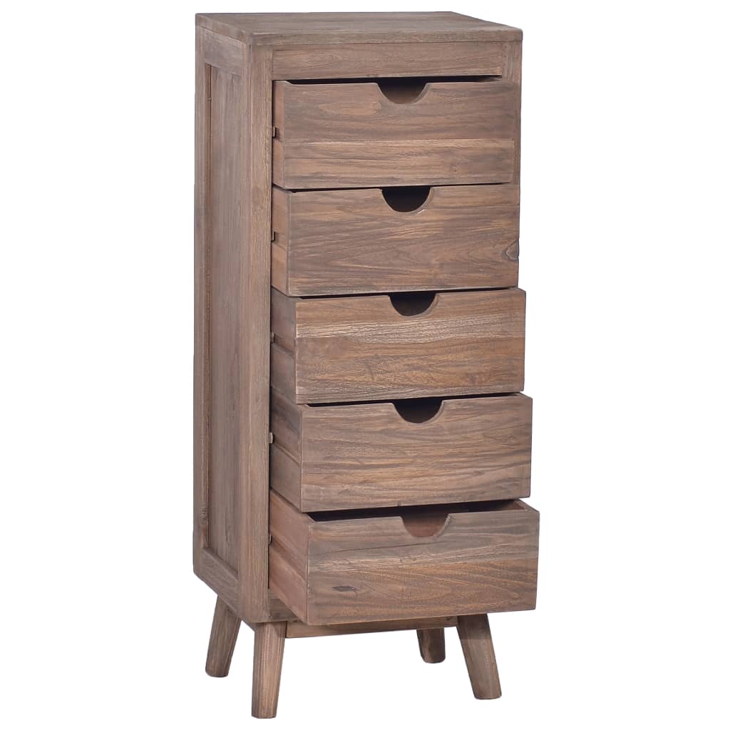 Credenza con 5 Cassetti 40x30x100 cm in Legno Massello di Teak