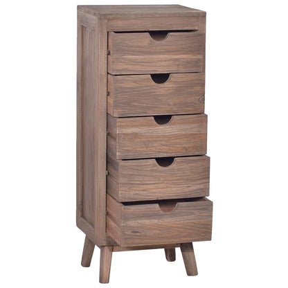 Credenza con 5 Cassetti 40x30x100 cm in Legno Massello di Teak