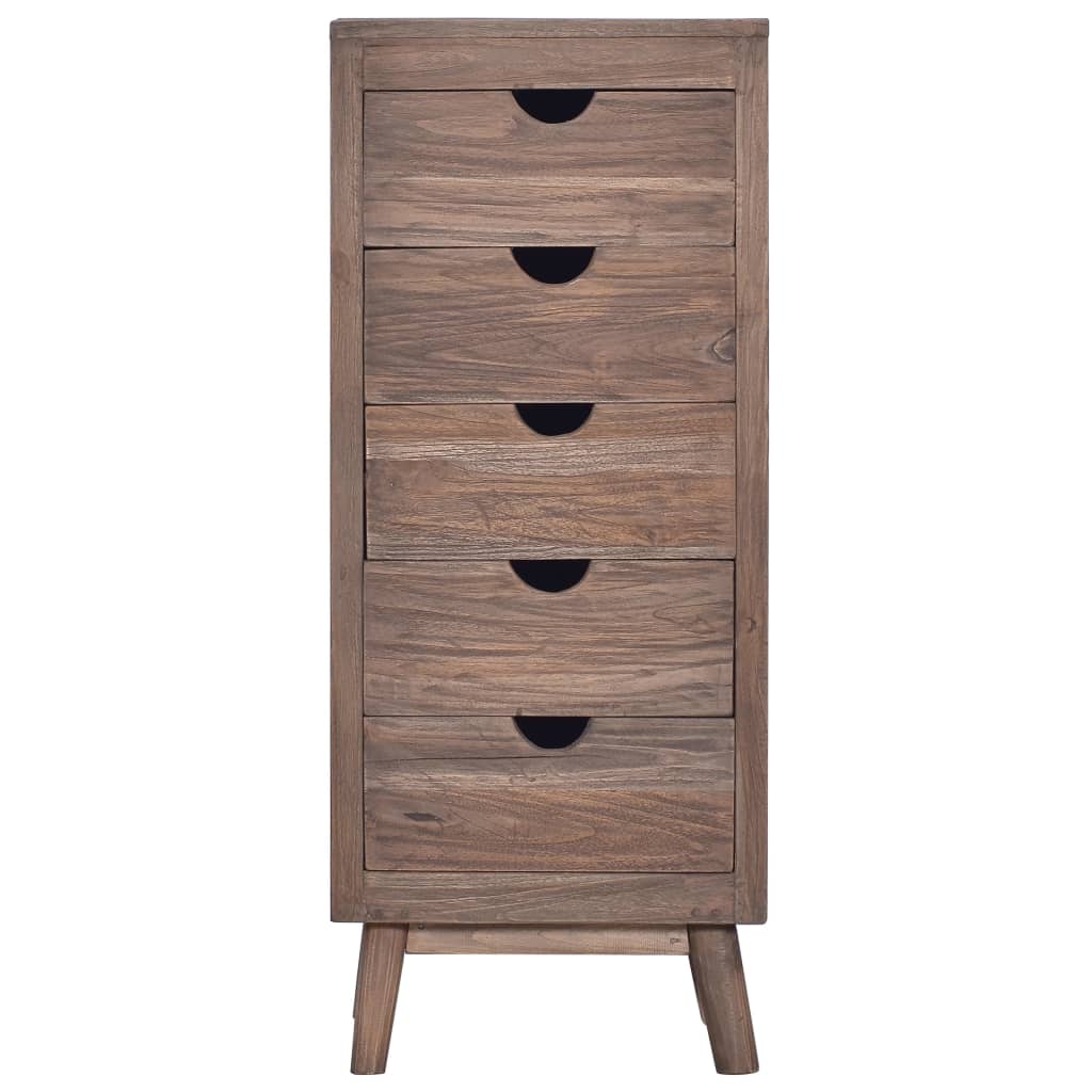 Credenza con 5 Cassetti 40x30x100 cm in Legno Massello di Teak