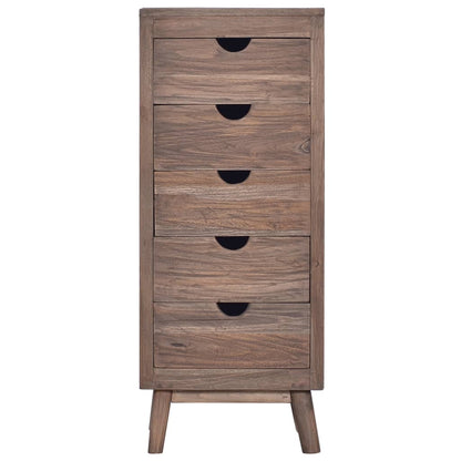 Credenza con 5 Cassetti 40x30x100 cm in Legno Massello di Teak