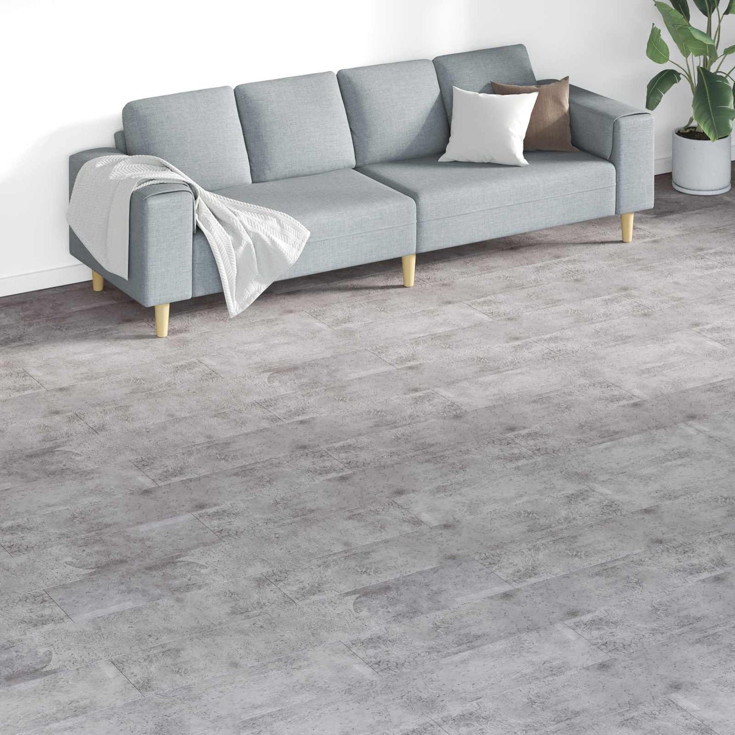 Tavole per Pavimenti 18 pcs Marrone Cemento 5,26 mÂ² PVC