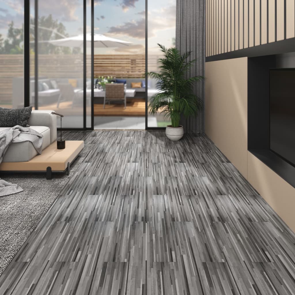 Listoni Pavimenti Non Autoadesivi PVC 5,26m² 2mm Grigio a Righe