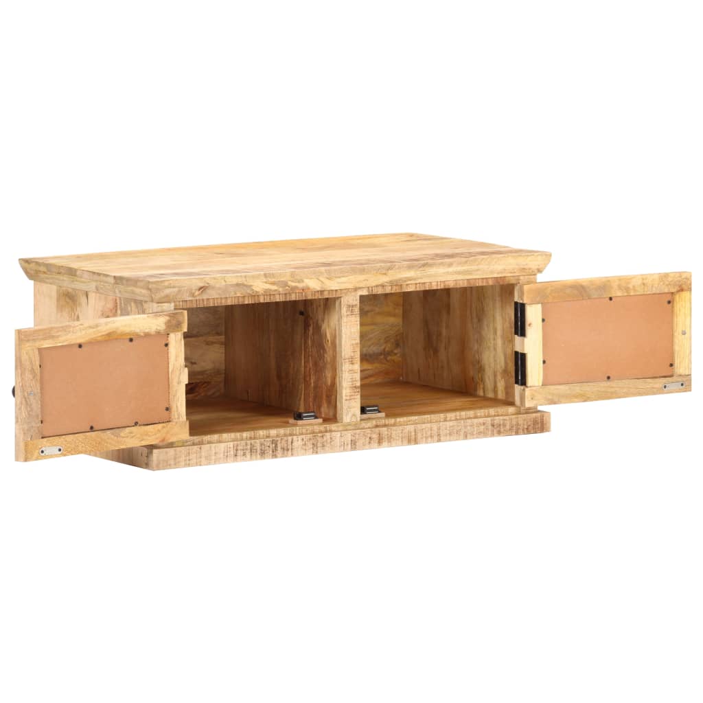 Tavolino da Salotto 90x50x35 cm Legno Massello di Mango e Canna