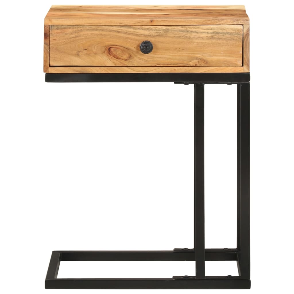 Tavolino Laterale a Forma di U 45x30x61 cm in Massello Acacia