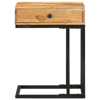Tavolino Laterale a Forma di U 45x30x61 cm in Massello Acacia