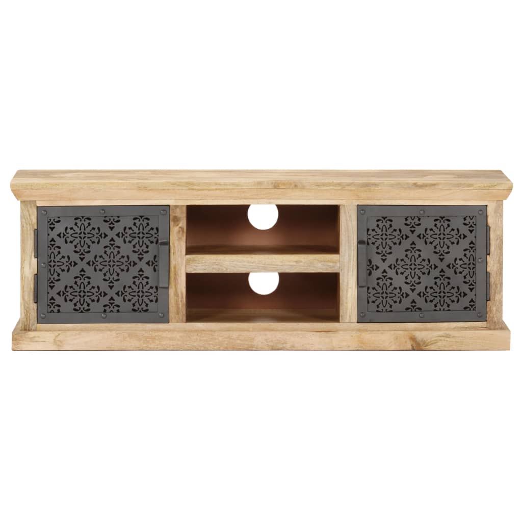 Mobile Porta TV Ante in Acciaio 120x30x40 cm Mango Massello