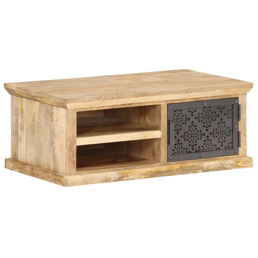 Tavolino da Salotto con Anta 90x50x35cm Legno Massello di Mango