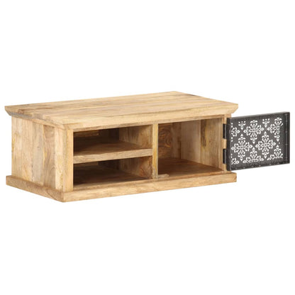 Tavolino da Salotto con Anta 90x50x35cm Legno Massello di Mango