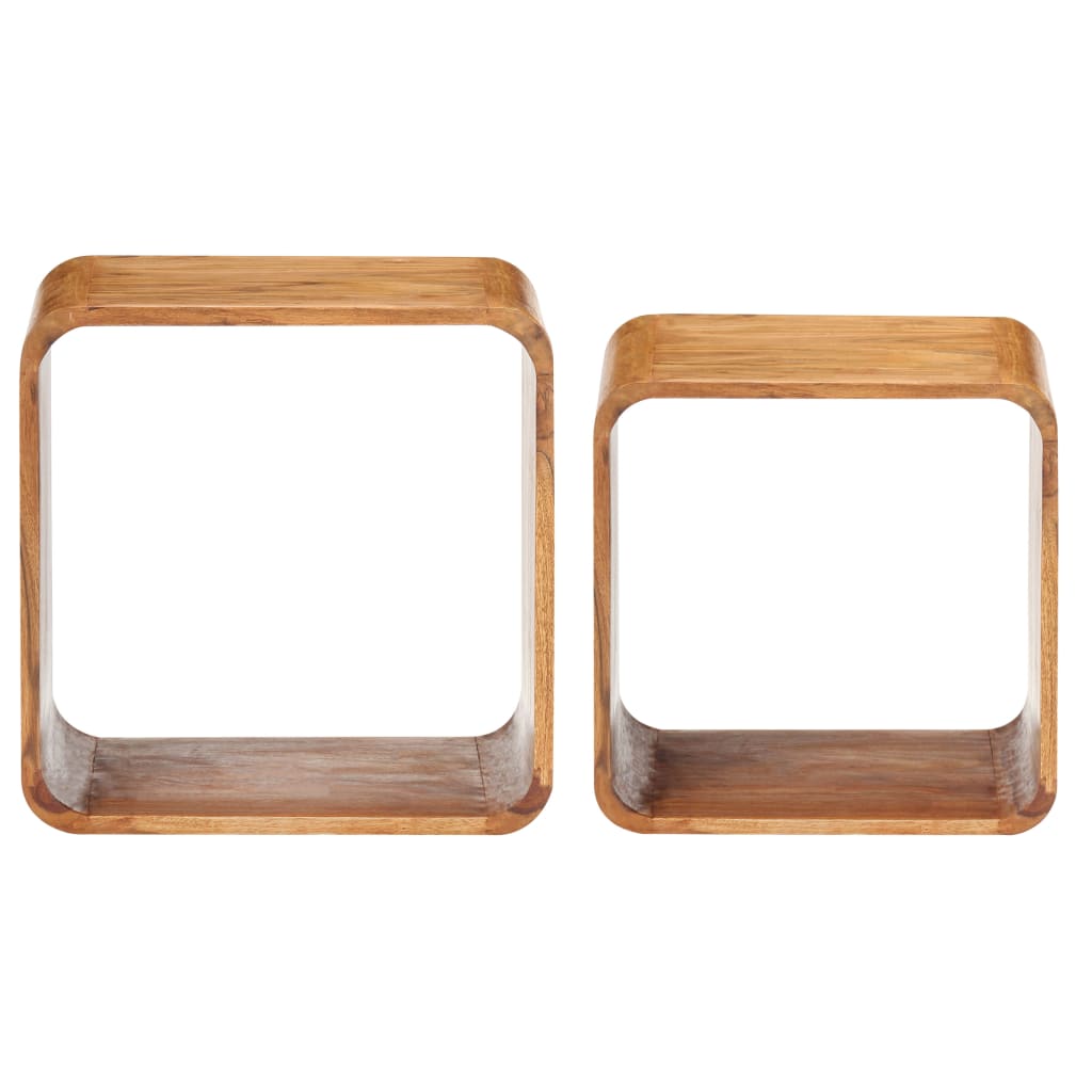 Tavolini 2 pz in Legno Massello di Acacia Finitura Ambra