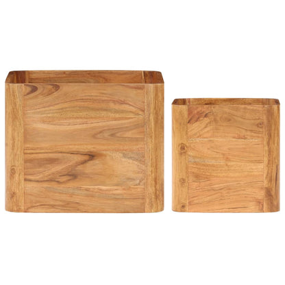 Tavolini 2 pz in Legno Massello di Acacia Finitura Ambra