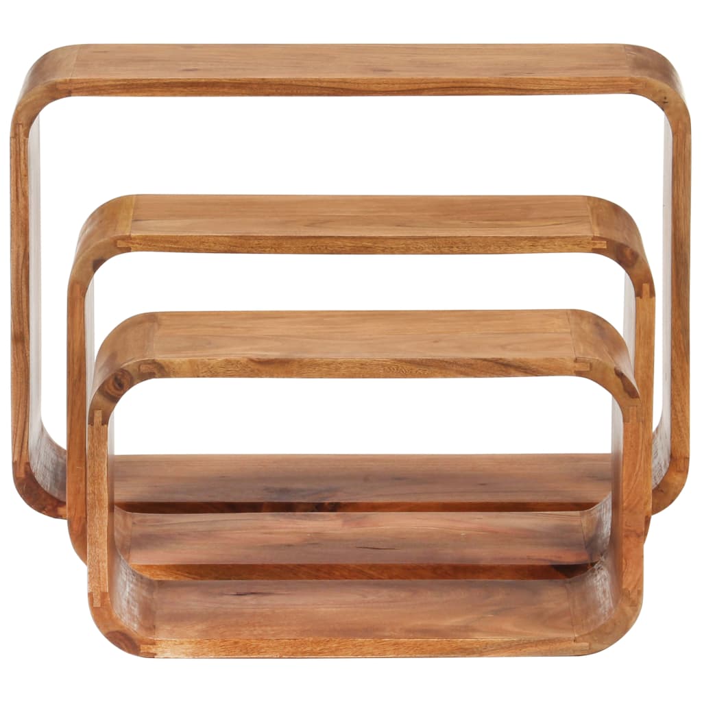 Tavolini 3 pz in Legno Massello di Acacia Finitura Ambra