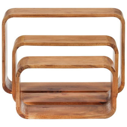 Tavolini 3 pz in Legno Massello di Acacia Finitura Ambra