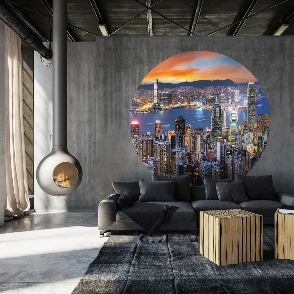 WallArt Carta da Parati Circolare Skyline by Night 190 cm