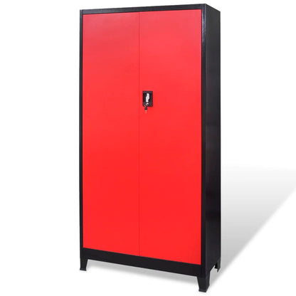 Armadio Portautensili con Cassetti 90x40x180 cm Rosso e Nero