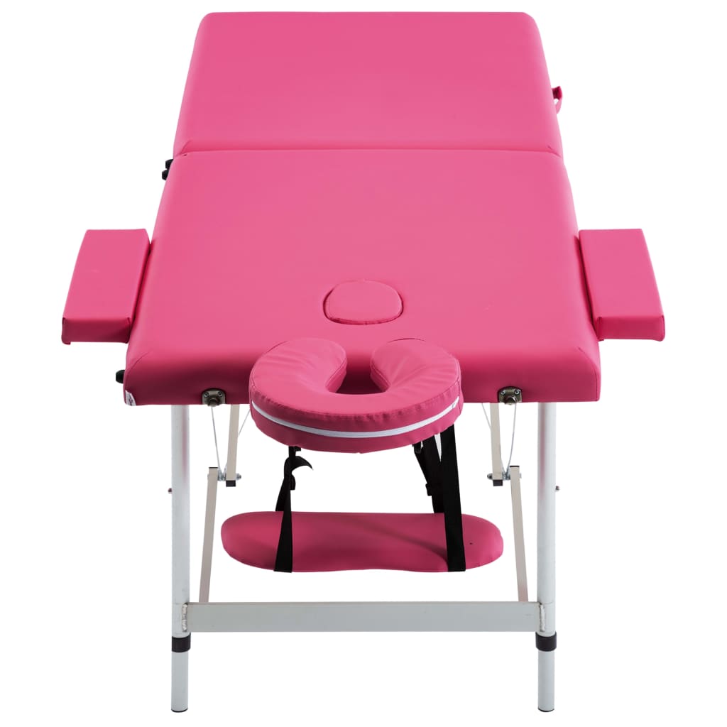 Lettino da Massaggio a 2 Sezioni in Alluminio Rosa