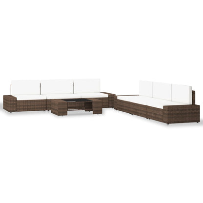 Set Divani da Giardino 7 pz in Polyrattan Marrone