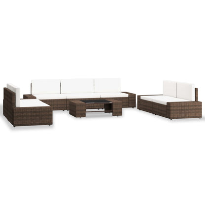 Set Divani da Giardino 8 pz in Polyrattan Marrone