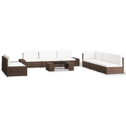 Set Divani da Giardino 9 pz in Polyrattan Marrone