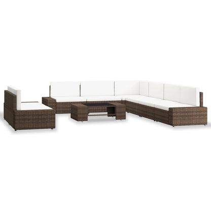 Set Divani da Giardino 9 pz in Polyrattan Marrone