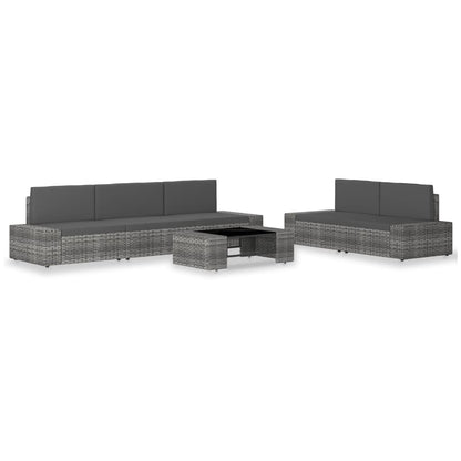 Set Divani da Giardino 6 pz in Polyrattan Grigio