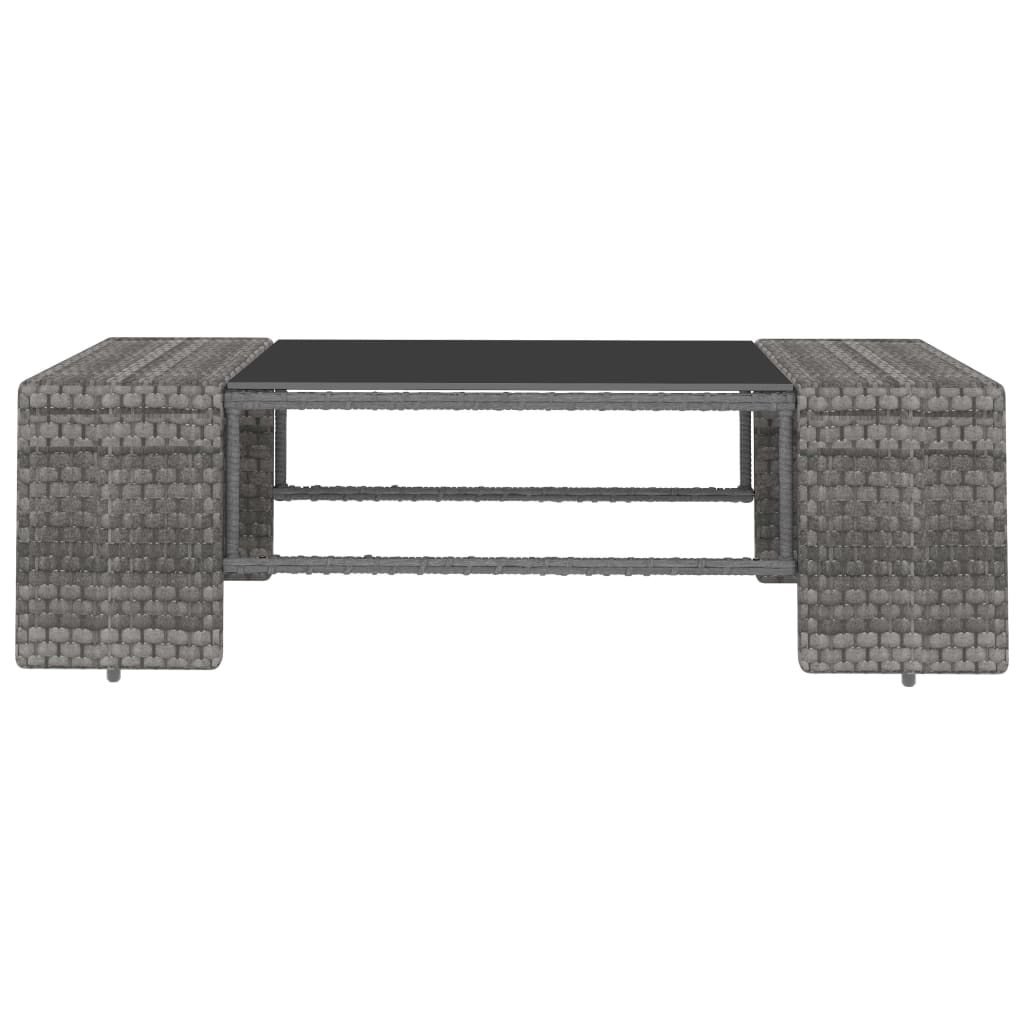 Set Divani da Giardino 4 pz in Polyrattan Grigio