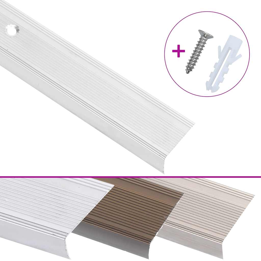 Profili a L per Gradini 15 pz in Alluminio 90 cm Argento