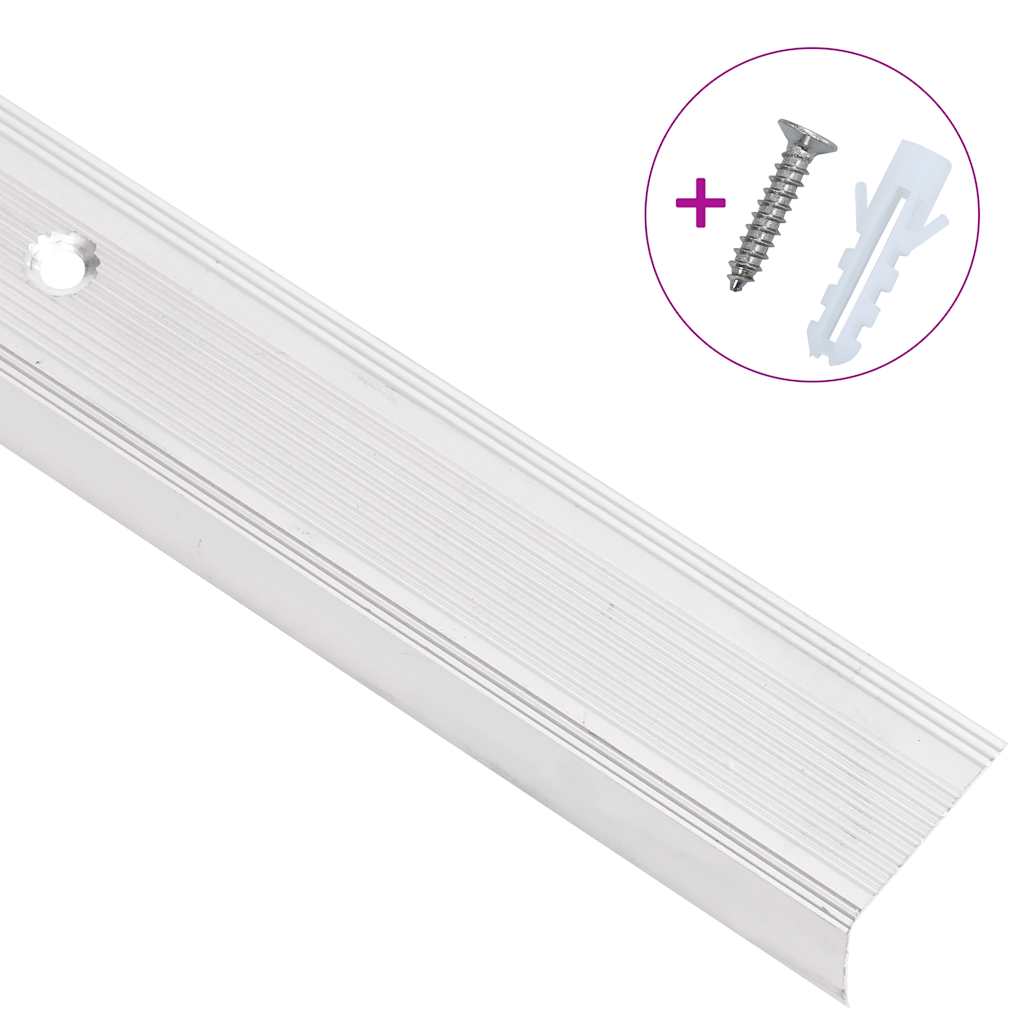 Profili a L per Gradini 5 pz in Alluminio 90 cm Argento
