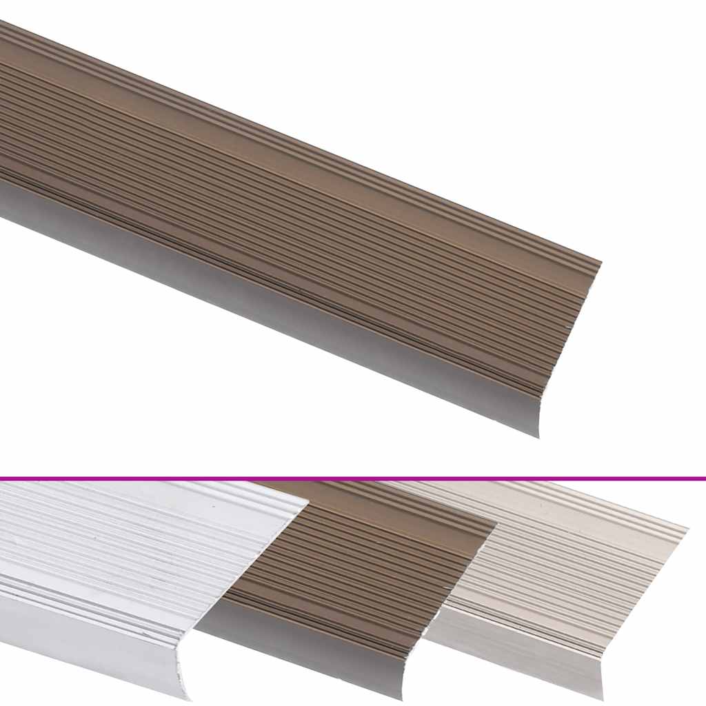 Profili a L per Gradini 5 pz in Alluminio 90 cm Marrone