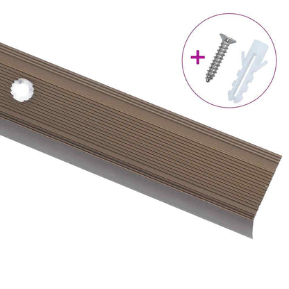Profili a L per Gradini 5 pz in Alluminio 90 cm Marrone