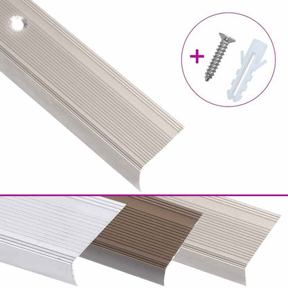 Profili a L per Gradini 5 pz in Alluminio 90 cm Champagne