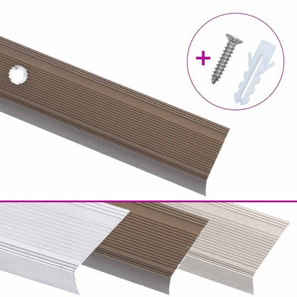 Profili a L per Gradini 15 pz in Alluminio 100 cm Marrone